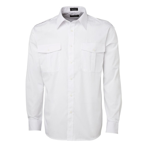 JB's Wear White Mens Epaulette Shirt - Long Sleeve - Size 4X Large